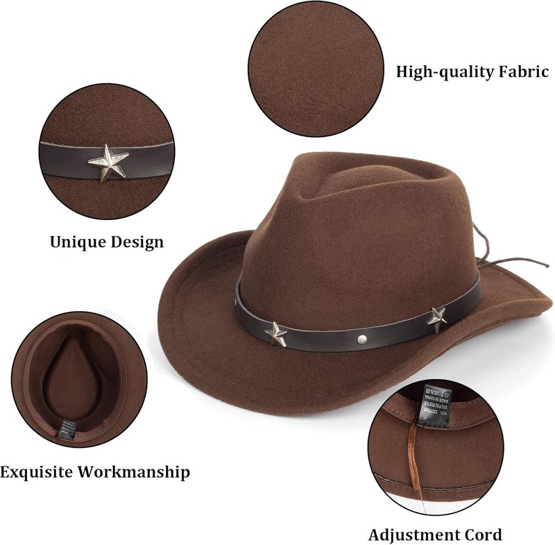 FGSS Kids Western Hats Boys Girls Cowboy Felt Fedora with Belt Buckle 3-7T - Image 3